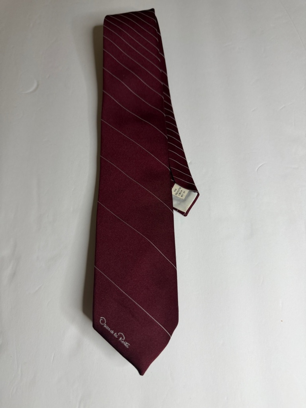 Oscar de la Renta Burgundy Diagonal Stripe Silk Tie